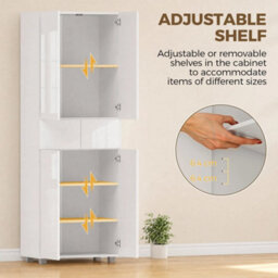 4-Door Kitchen Cupboard Freestanding Storage Cabinet W/ Shelves & Drawers White - thumbnail 4