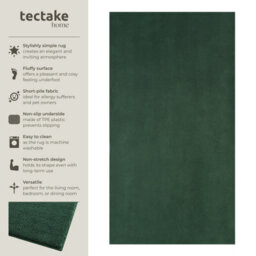 Tectake Rug Zonelle Short Pile And Ultra-Soft Carpet In Rectangular Or Round Design 80 X 150 Cm - Green - thumbnail 2