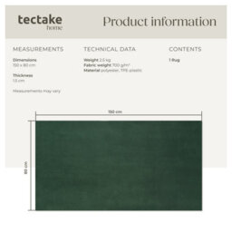 Tectake Rug Zonelle Short Pile And Ultra-Soft Carpet In Rectangular Or Round Design 80 X 150 Cm - Green - thumbnail 6