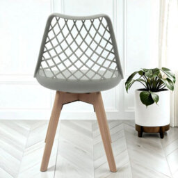 Alma Dining Chair In Grey With Wooden Legs - thumbnail 4