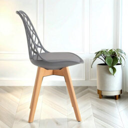 Alma Dining Chair In Grey With Wooden Legs - thumbnail 3