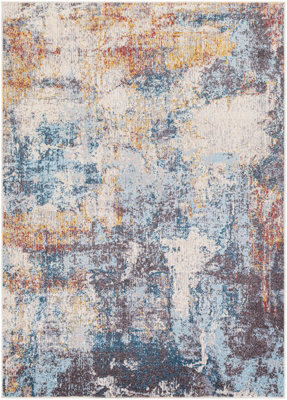 Livabliss Ankara-Abstract Grey Blue Modern Marble Living Dining Bedroom Rug 120 X 170 Cm Easy Care, Non Shedding - image 1