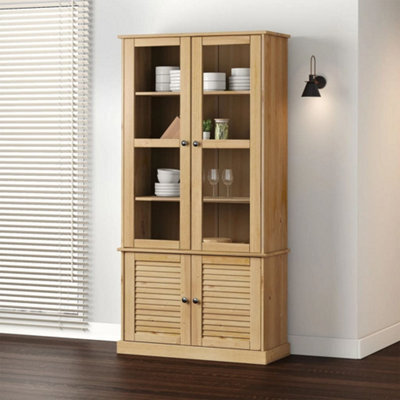 Berkfield Glass Display Cabinet Vigo 85X35X170 Cm Solid Wood Pine - image 1