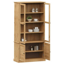 Berkfield Glass Display Cabinet Vigo 85X35X170 Cm Solid Wood Pine - thumbnail 3