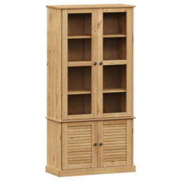 Berkfield Glass Display Cabinet Vigo 85X35X170 Cm Solid Wood Pine - thumbnail 2