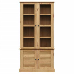 Berkfield Glass Display Cabinet Vigo 85X35X170 Cm Solid Wood Pine - thumbnail 4