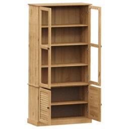 Berkfield Glass Display Cabinet Vigo 85X35X170 Cm Solid Wood Pine - thumbnail 5