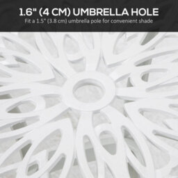 Wyld Haus Zisu 53Cm White Cast Aluminium Square Outdoor Bistro Table With Parasol Hole - thumbnail 4