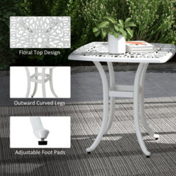 Wyld Haus Zisu 53Cm White Cast Aluminium Square Outdoor Bistro Table With Parasol Hole - thumbnail 6