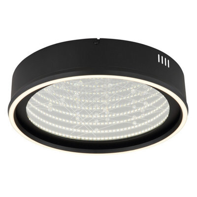 Luminosa Lighting Luminosa Mirrora 40Cm Semi Flush Ceiling Light Matt Black, Glass Mirror Led 2700/6500K - image 1