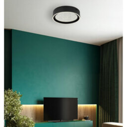 Luminosa Lighting Luminosa Mirrora 40Cm Semi Flush Ceiling Light Matt Black, Glass Mirror Led 2700/6500K - thumbnail 2