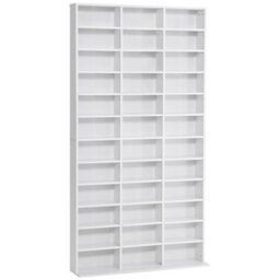 Homcom Cd Dvd Media Storage Shelves Display Shelf Racks Wooden Frame White - thumbnail 2