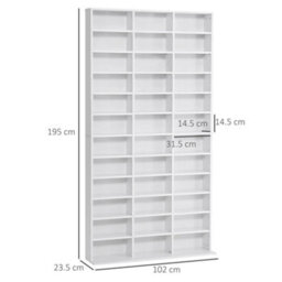 Homcom Cd Dvd Media Storage Shelves Display Shelf Racks Wooden Frame White - thumbnail 3
