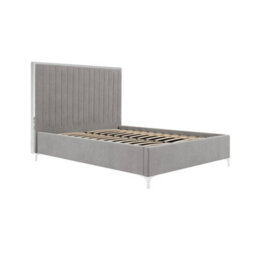 Wyld Haus Killarney Mink Upholstered 5Ft King Size Bed With Tall Ribbed Headboard - thumbnail 4