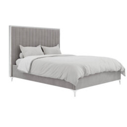 Wyld Haus Killarney Mink Upholstered 5Ft King Size Bed With Tall Ribbed Headboard - thumbnail 2
