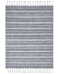 Beliani Area Rug 160 X 230 Cm - Light Grey Stripe, Handwoven Recycled Synthetic Fibres, Indoor/outdoor - thumbnail 1