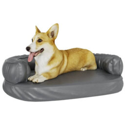 Berkfield Ergonomic Foam Dog Bed Grey 75X53 Cm Faux Leather - thumbnail 3