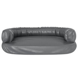 Berkfield Ergonomic Foam Dog Bed Grey 75X53 Cm Faux Leather - thumbnail 4