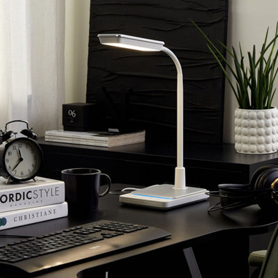 Beliani Led Desk Lamp White With Adjustable Arm, Touch Dimmer And Colour Temperature Control - image 1