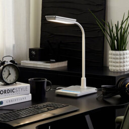 Beliani Led Desk Lamp White With Adjustable Arm, Touch Dimmer And Colour Temperature Control - thumbnail 1