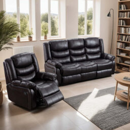 More4Homes Seattle Manual Recliner Bonded Leather 1+3 Seater Sofa Set (Brown) - thumbnail 1