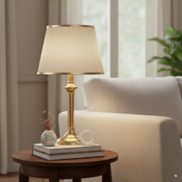 White Fabric Empire Lampshade With Gold Trim 30Cm Linen Table & Ceiling Lamp Shade For Bedroom Living Room - thumbnail 7