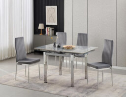 Furnizone UK Piccolo 4-Seater Ceramic Extending Dining Table And 4 Monza Grey Velvet Chairs - thumbnail 1