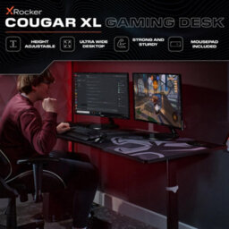 X Rocker Cougar Xl 160Cm Height Adjustable Gaming Desk With Full Mousepad - Carbon Black - thumbnail 2