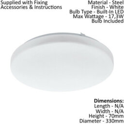2 Pack Modern White Led Flush Ceiling Lights With Plastic Shade - thumbnail 2