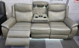Pradaa Leather Electric Recliner Sofa Set With Cupholders 3+2 Seater Sofa Set  Led Lights Bluetooth Speakers Cooling Cupholders Us - thumbnail 2