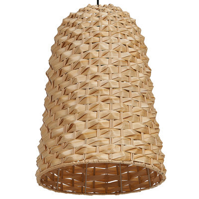 Wyld And Coco Boho Bamboo Pendant Lamp Natural Hand-Woven Wicker Shade, Warm Ambient Light, 29Cm X 129Cm - image 1