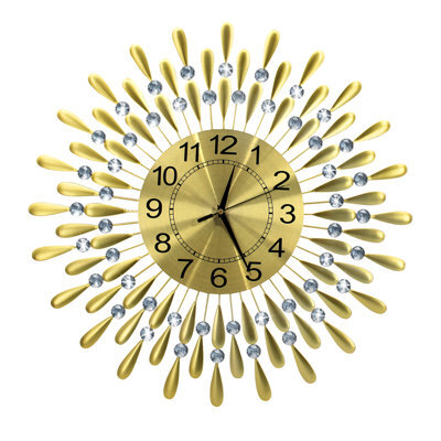 60Cm Diamante Beaded Crystals Quartz Jeweled Wall Clock Home Decor Living Room - image 1