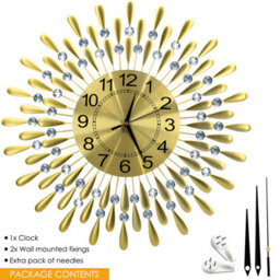 60Cm Diamante Beaded Crystals Quartz Jeweled Wall Clock Home Decor Living Room - thumbnail 3