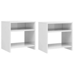 Vidaxl Bedside Cabinets 2 Pcs High Gloss White 40X30X40 Cm Engineered Wood - thumbnail 1