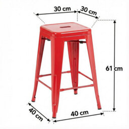 "Fwstyle Bistro Metal Bar Stools Set Of 4 24"" Red Gloss Galvanised Steel Countertop Indoor & Outdoor" - thumbnail 6