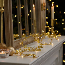 Dibor Golden Leaves Pre-Lit String Xmas Table Decoration Christmas Garland - 200Cm - thumbnail 2