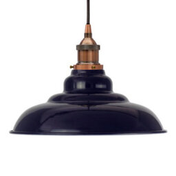 Navy Blue St Edmund's Painted Dome Pendant Light With Antique Copper Lamp Holder And Black Round Cable - Se Home - thumbnail 4