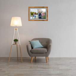 AK Frames 20X14 Rustic Oak Modern Multi Photo Frame With Silver Mount - Holds 2 Apertures (2X) A4 Photos - thumbnail 3