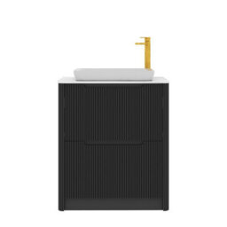 Royal Bathrooms Avenza 600mm Matt Obsidian Black Floor Standing Countertop Bathroom Vanity Unit 2 Drawer With Qubix Basin - thumbnail 6