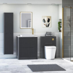 Royal Bathrooms Avenza 600mm Matt Obsidian Black Floor Standing Countertop Bathroom Vanity Unit 2 Drawer With Qubix Basin - thumbnail 4