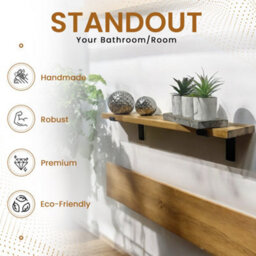 MKGT Solid Oak Wall Shelf - Solid Wood 22mm Thick (130 Cm Long) - thumbnail 4