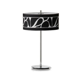 Luminosa Lighting Luminosa Manhattan Table Lamp 2 Light L1/sgu10, Polished Chrome With Black Patterned Shade