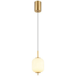 Luminosa Lighting Luminosa Ewald Globe Pendant Ceiling Light Brass-Coloured Opal Glass Shade Led 3000K - thumbnail 1