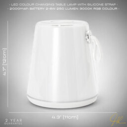 Happy Homewares Compact Modern White Led Colour Changing Rechargeable Touch Table Lamp - thumbnail 7