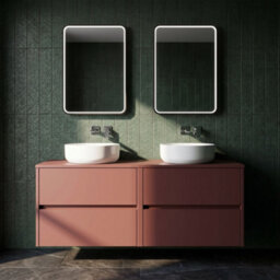 Balterley Chartley Contemporary Wall Hung 4 Drawer Vanity Unit With Laminate Worktop, 1200mm, Smoked Red - thumbnail 3