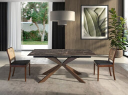 Angel Cerda Stylish Rattan And Black Leatherette Dining Chair - thumbnail 5