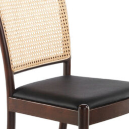 Angel Cerda Stylish Rattan And Black Leatherette Dining Chair - thumbnail 4