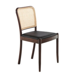 Angel Cerda Stylish Rattan And Black Leatherette Dining Chair