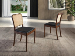 Angel Cerda Stylish Rattan And Black Leatherette Dining Chair - thumbnail 2
