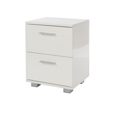Core Products Lido White Gloss 2 Drawer Bedside Cabinet, H47.5Cm X W35.0Cm X D30.0Cm - image 1